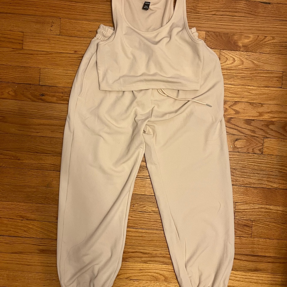 Shein beige match jump suit